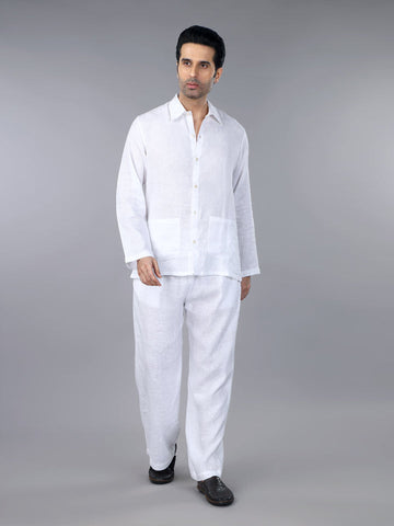 Gothilo Frost White Linen Loungewear Set