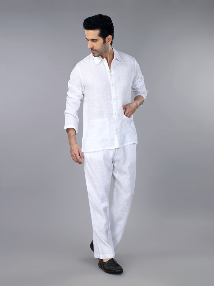 Gothilo Frost White Linen Loungewear Set