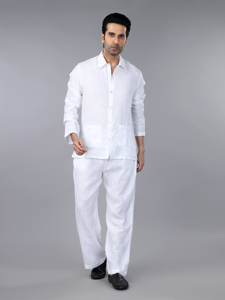 Gothilo Frost White Linen Loungewear Set