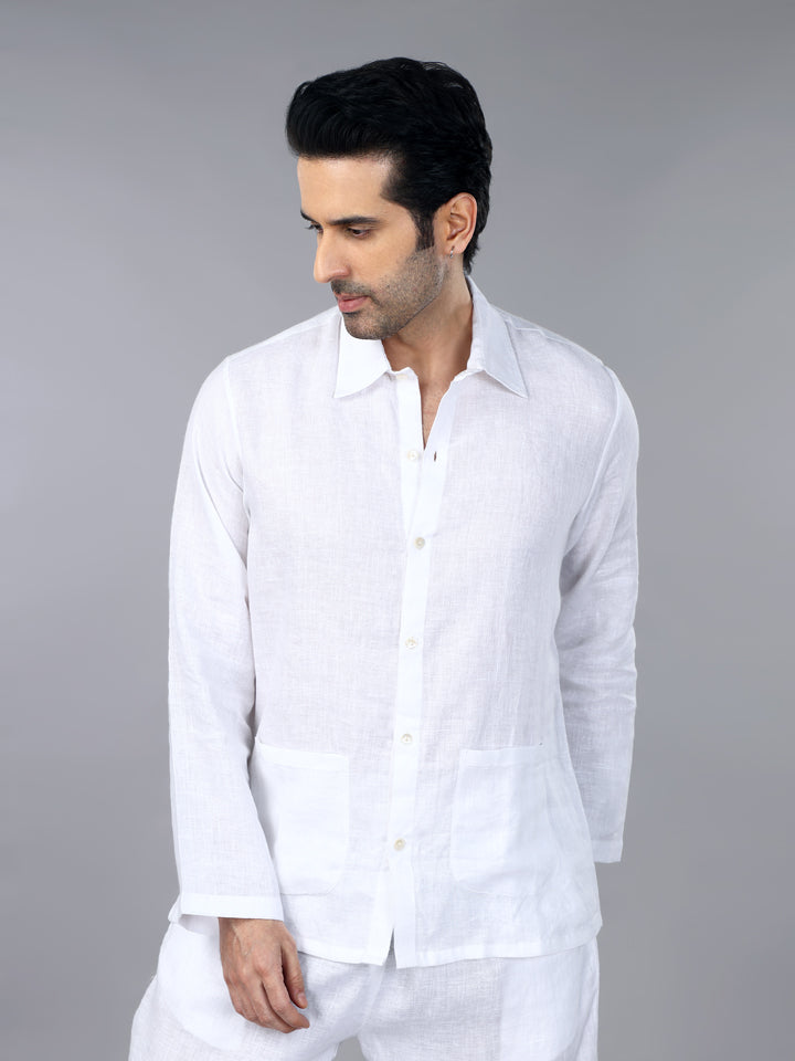 Gothilo Frost White Linen Loungewear Set