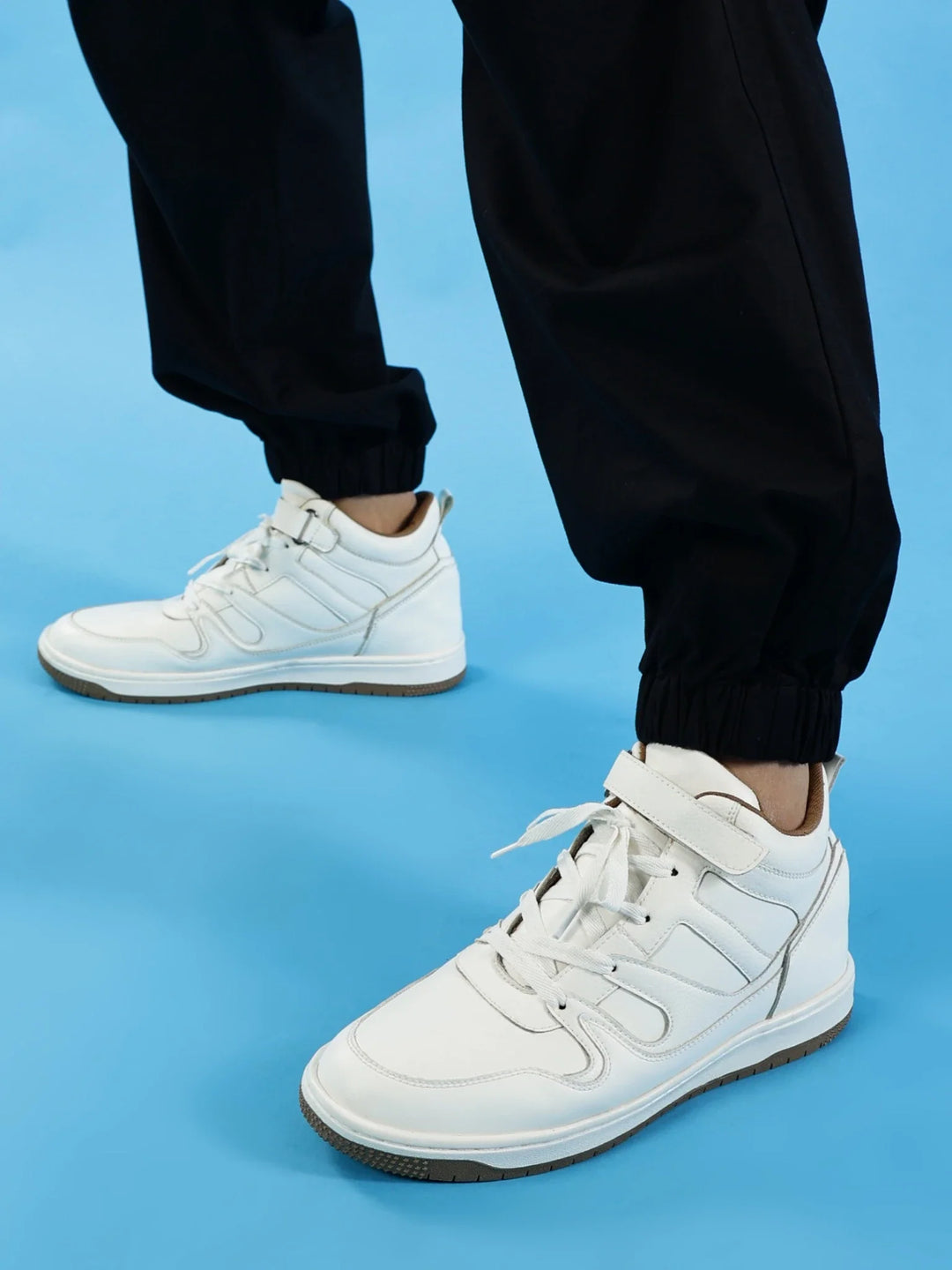 Rise White  High-Top Strap Sneakers