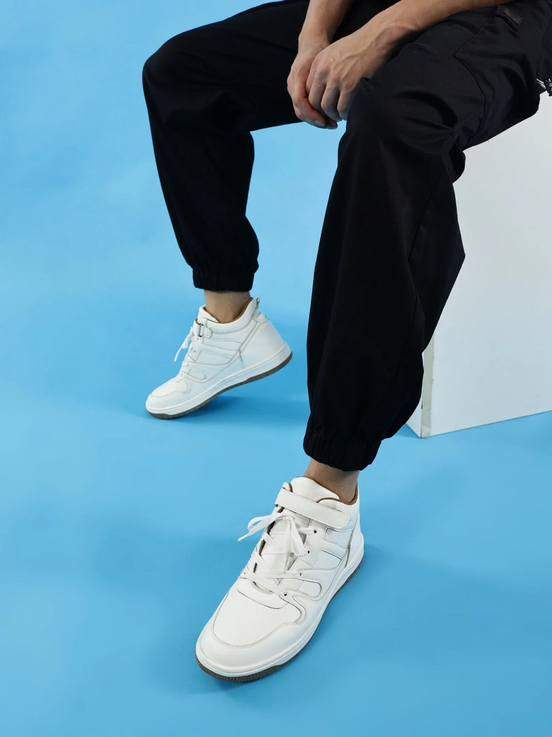 Rise White  High-Top Strap Sneakers