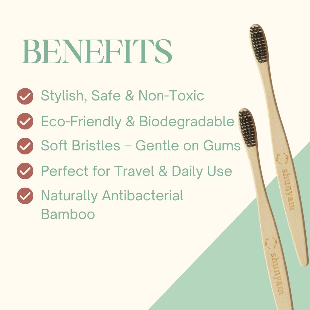 Shunyam Dental Kit Combo – 60 Toothpaste Tabs + 2 x Bamboo Brushes + 2 x Tongue Cleaners in a Cotton Pouch - Suspire