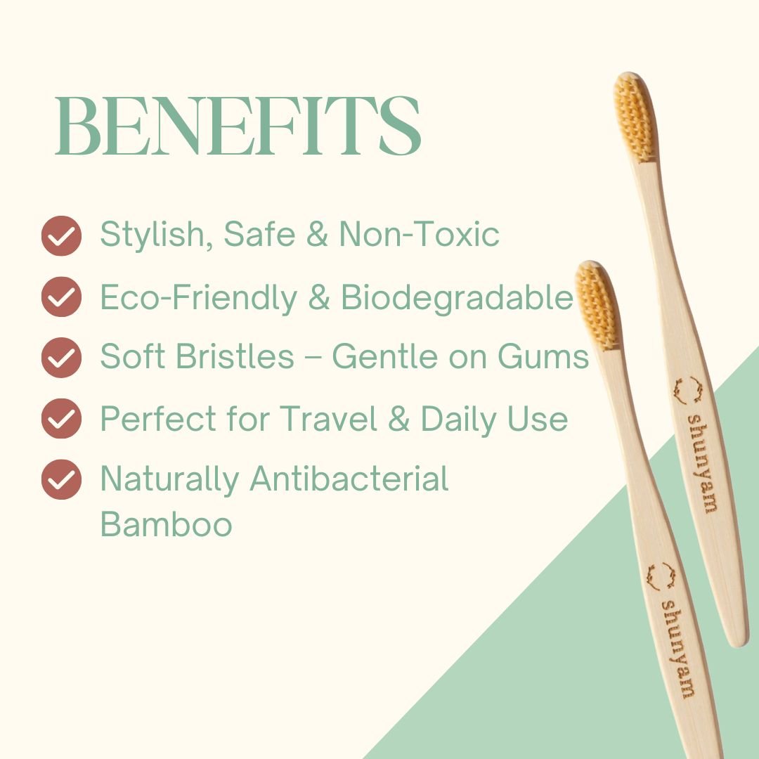 Shunyam Dental Kit Combo – 60 Toothpaste Tabs + 2 x Bamboo Brushes + 2 x Tongue Cleaners in a Cotton Pouch - Suspire