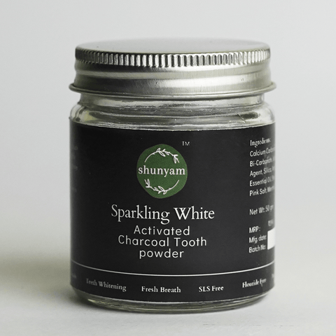 Shunyam Sparkling White Activated Charcoal Toothpowder for teeth whitening