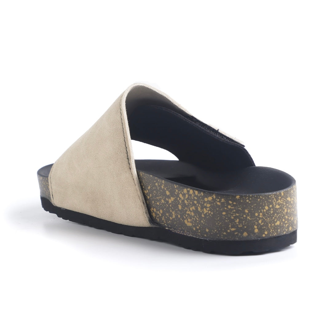 Monkstory Escape Panel Strap Cork Slides – Beige/Black
