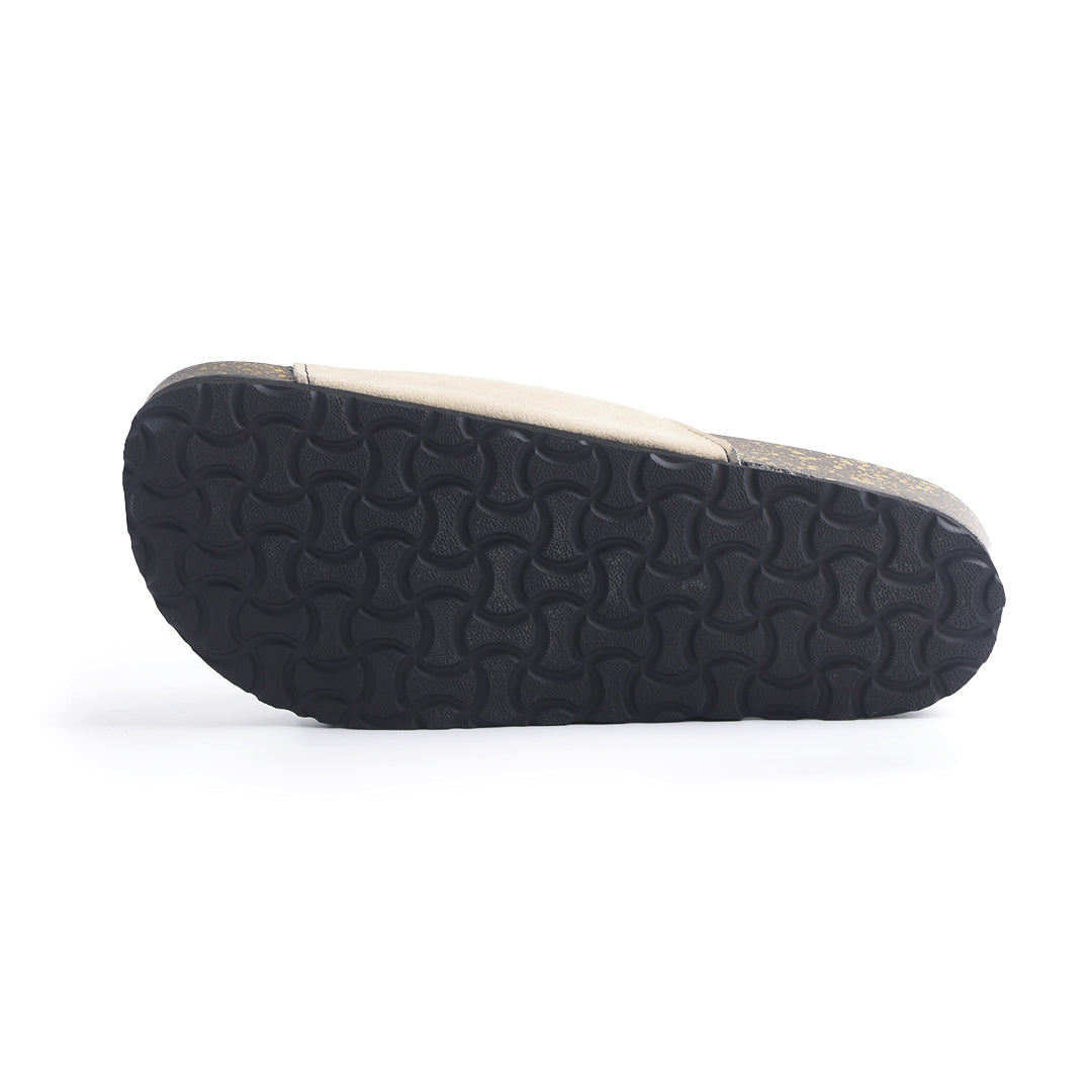 Monkstory Escape Panel Strap Cork Slides – Beige/Black