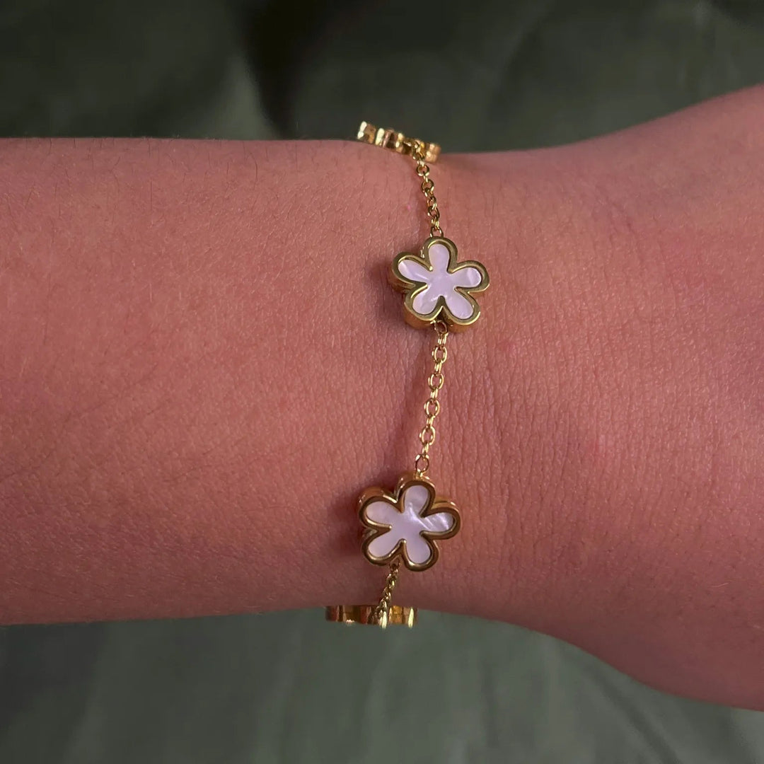 Silver Sutra White Enamel Van Cleef Bracelet | 18K Gold Plated | Hypollergenic | Anti Tarnish - Suspire