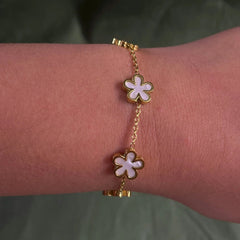 Silver Sutra White Enamel Van Cleef Bracelet | 18K Gold Plated | Hypollergenic | Anti Tarnish