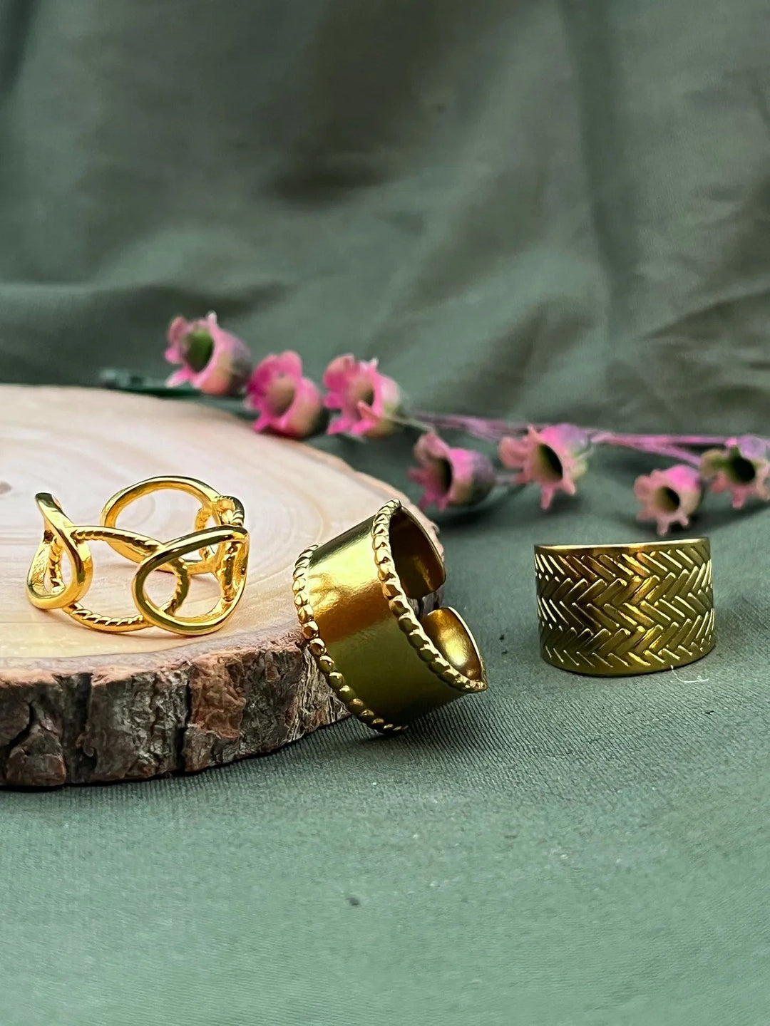 Silverstura Statement Trio | Flexible | 18K Gold Plated | Hypollergenic | Anti Tarnish - Suspire