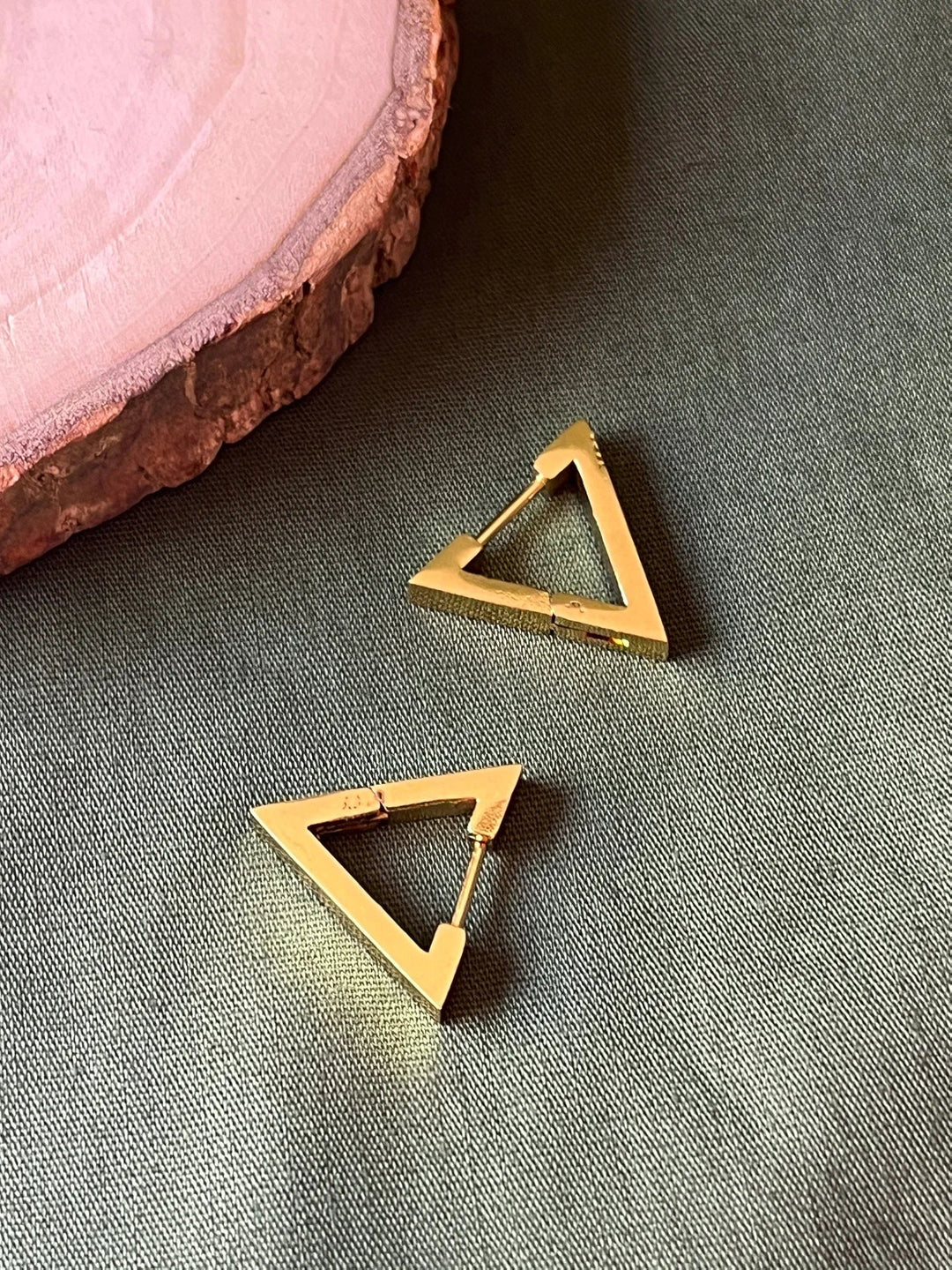 Silversutra 3D Triangle Anti Tarnish Studs | 18K Gold Plated | Hypollergenic | Anti Tarnish - Suspire