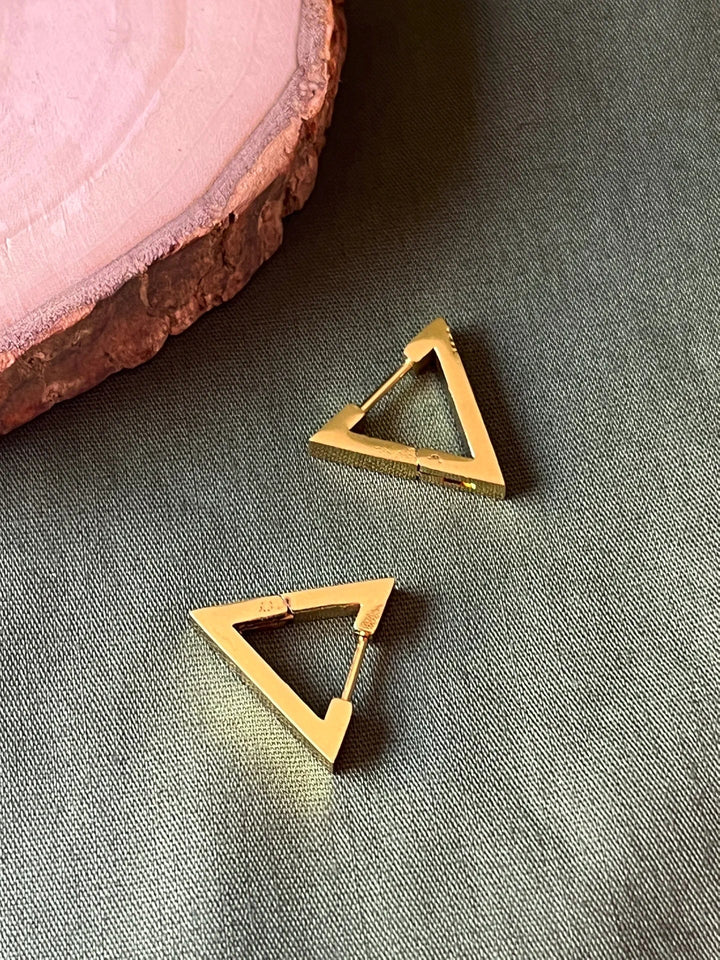Silversutra 3D Triangle Anti Tarnish Studs | 18K Gold Plated | Hypollergenic | Anti Tarnish - Suspire