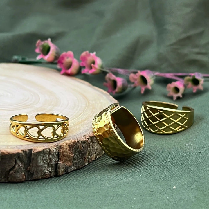 Silversutra All Weather Trio | Flexible | 18K Gold Plated | Hypollergenic | Anti Tarnish - Suspire