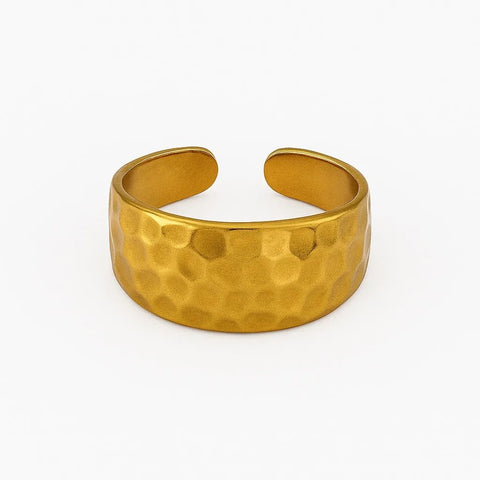 SilverSutra Anti Tarnish Hammered Gold Adjustable Ring | 18K Gold Plated | Hypollergenic | Anti Tarnish