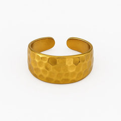 SilverSutra Anti Tarnish Hammered Gold Adjustable Ring | 18K Gold Plated | Hypollergenic | Anti Tarnish