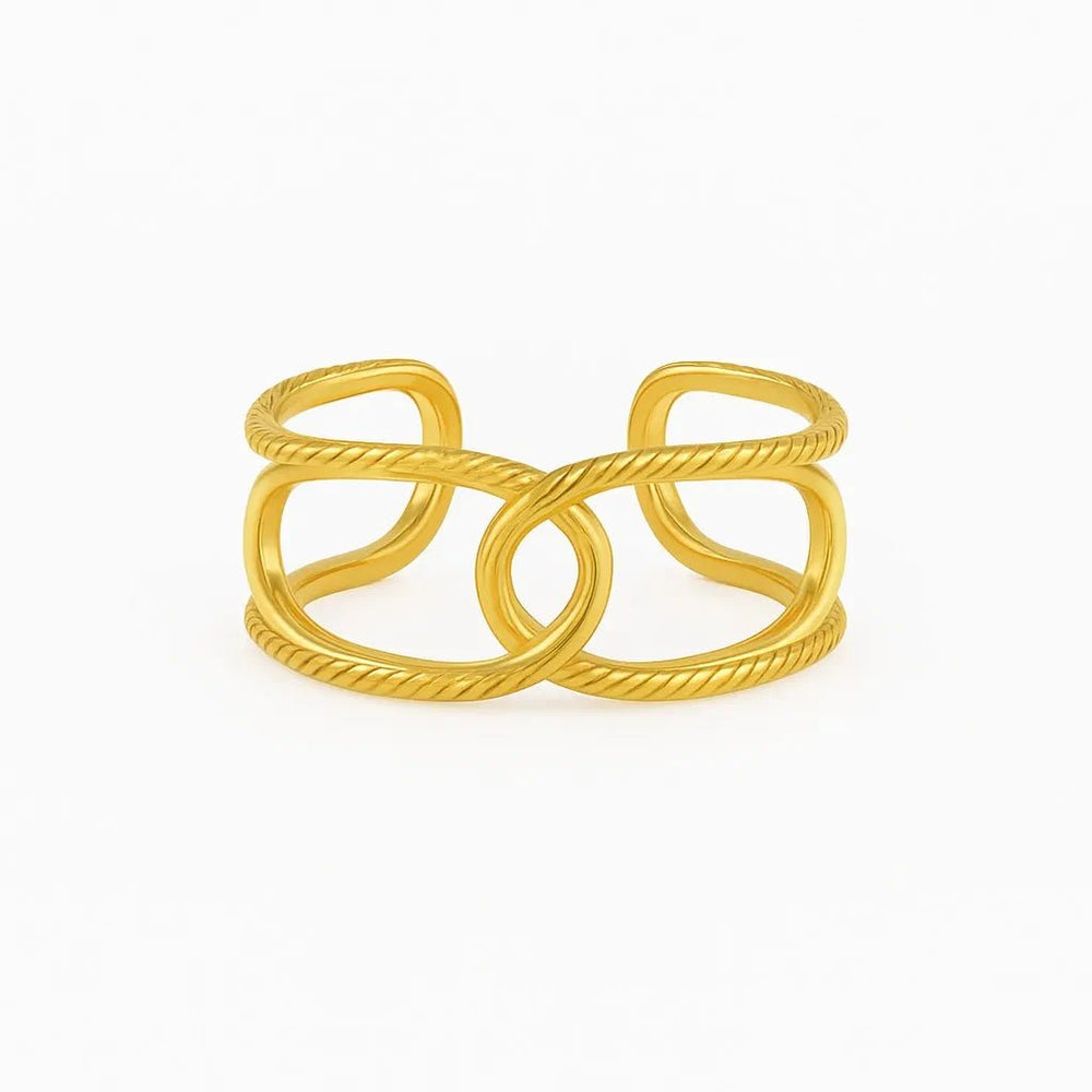 SilverSutra Anti Tarnish Statement Gold Adjustable Ring | 18K Gold Plated | Hypollergenic | Anti Tarnish