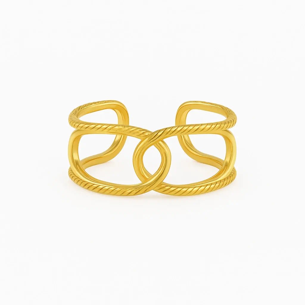 SilverSutra Anti Tarnish Statement Gold Adjustable Ring | 18K Gold Plated | Hypollergenic | Anti Tarnish - Suspire