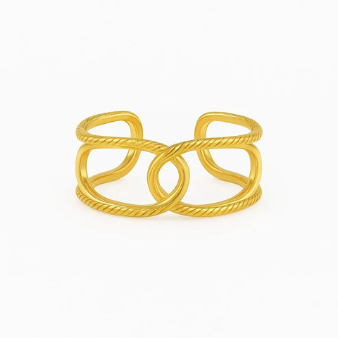 SilverSutra Anti Tarnish Statement Gold Adjustable Ring | 18K Gold Plated | Hypollergenic | Anti Tarnish