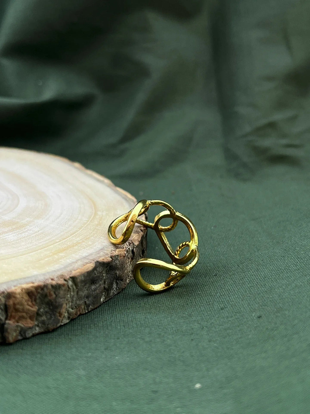 SilverSutra Anti Tarnish Statement Gold Adjustable Ring | 18K Gold Plated | Hypollergenic | Anti Tarnish - Suspire