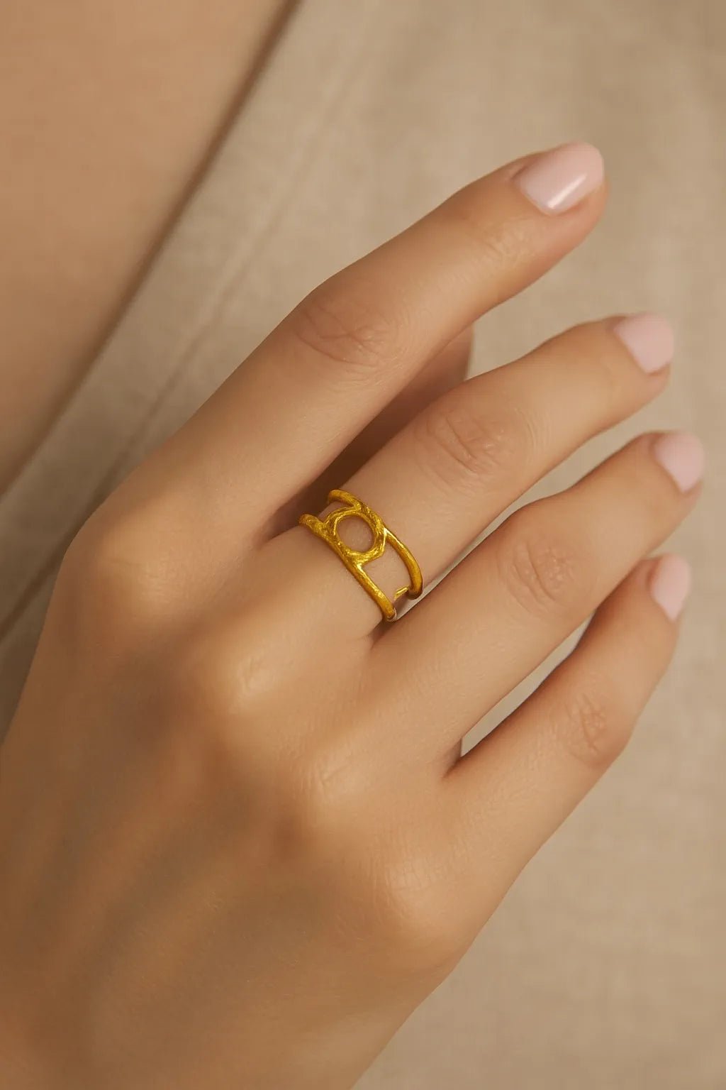 SilverSutra Anti Tarnish Statement Gold Adjustable Ring | 18K Gold Plated | Hypollergenic | Anti Tarnish - Suspire