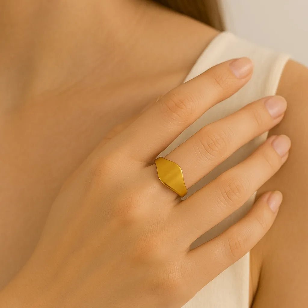 SilverSutra Anti Tarnsih Adjustable Gold Adjustable Band Ring | 18K Gold Plated | Hypollergenic | Anti Tarnish - Suspire