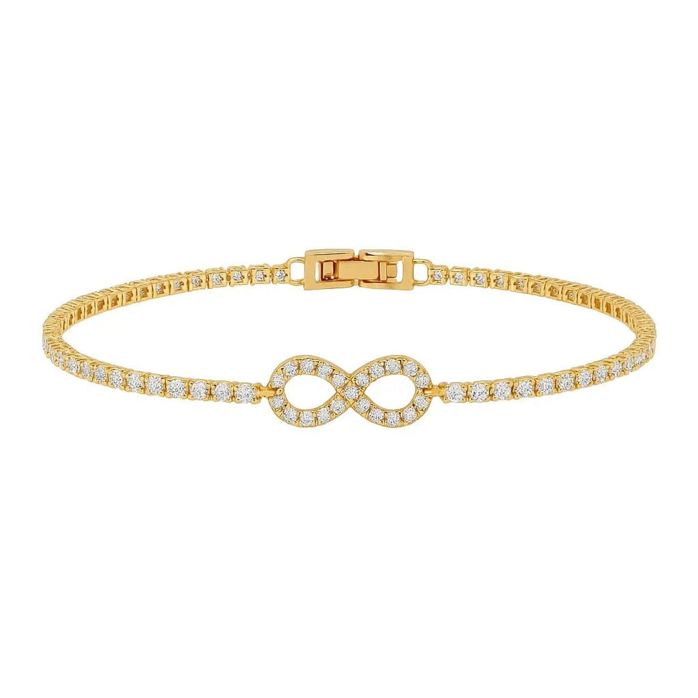 Silversutra Cubic Zirconia Tennis infnity Bracelet | 18K Gold Plated | Hypollergenic | Anti Tarnish