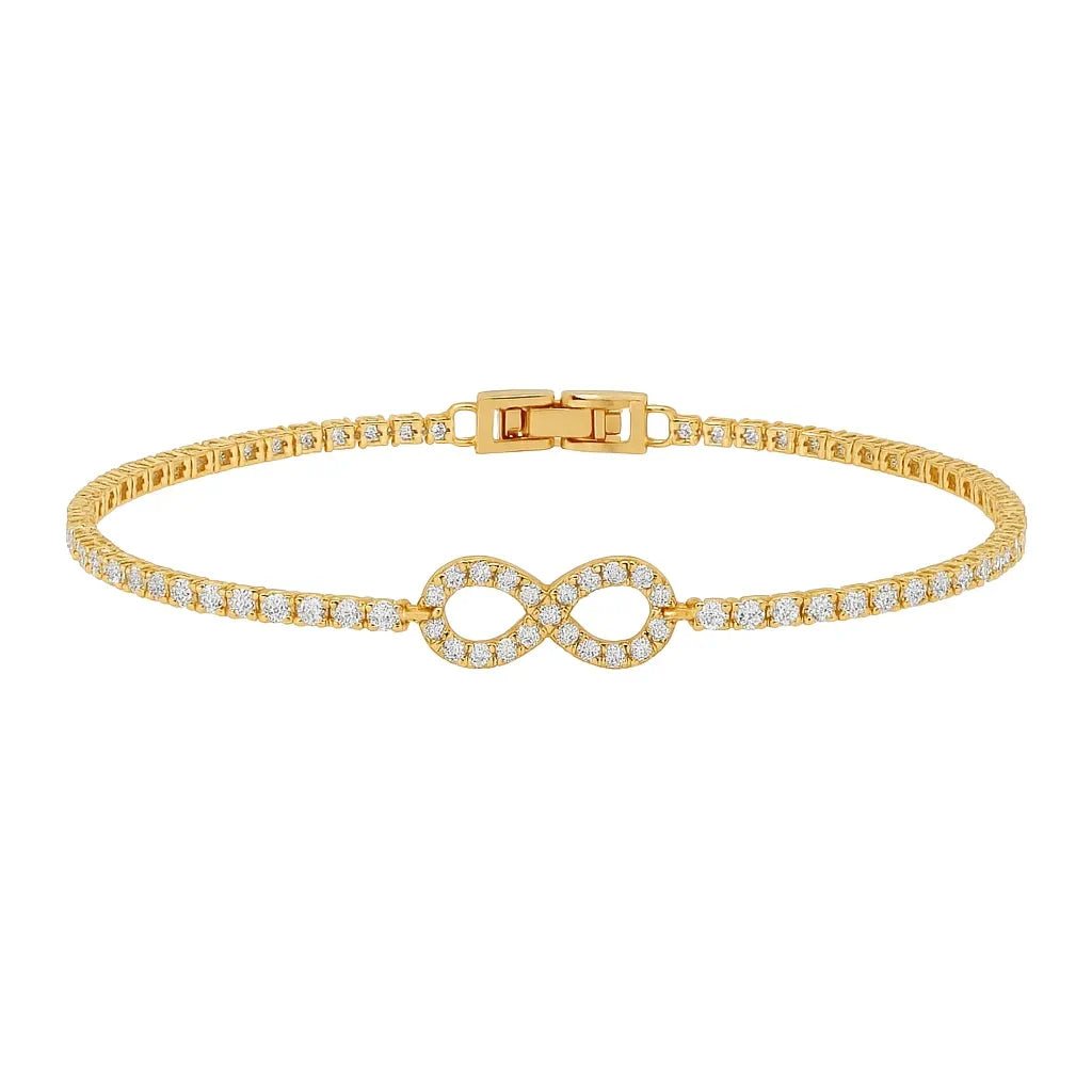 Silversutra Cubic Zirconia Tennis infnity Bracelet | 18K Gold Plated | Hypollergenic | Anti Tarnish - Suspire