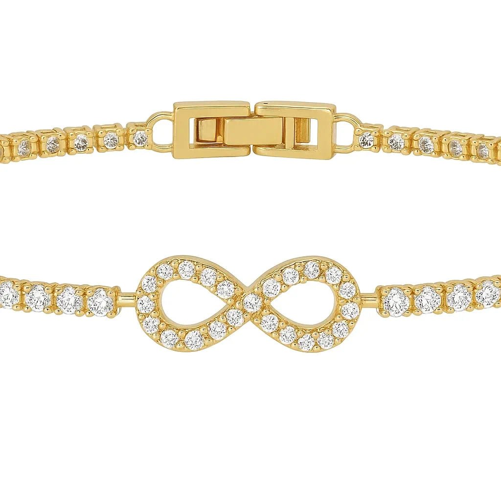 Silversutra Cubic Zirconia Tennis infnity Bracelet | 18K Gold Plated | Hypollergenic | Anti Tarnish - Suspire