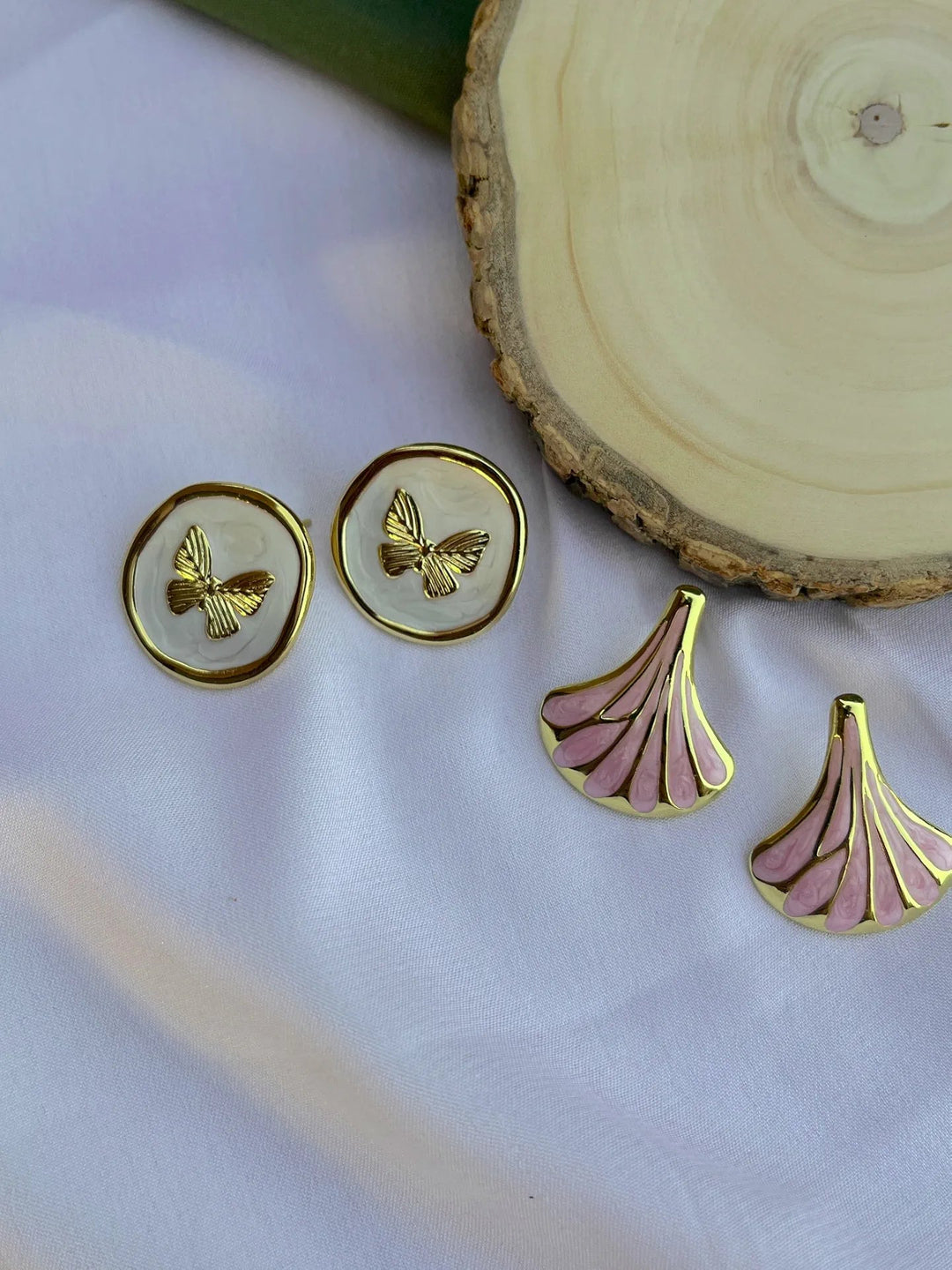 Silversutra Dual Enamel Stud Stack | 18K Gold Plated | Hypollergenic | Anti Tarnish - Suspire