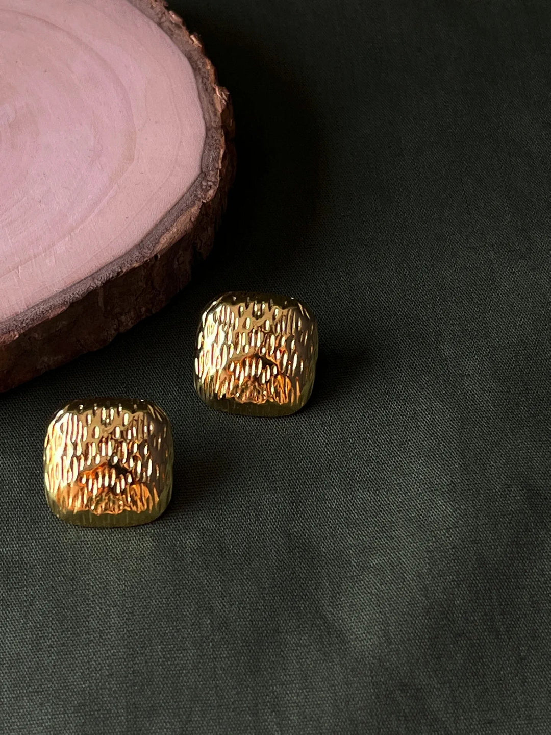 Silversutra Dual Hammered Stud Stack | 18K Gold Plated | Hypollergenic | Anti Tarnish - Suspire