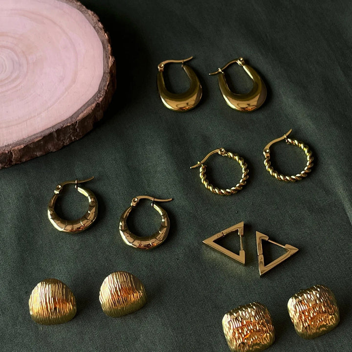 Silversutra Everyday Earring Stack | 18K Gold Plated | Hypollergenic | Anti Tarnish - Suspire