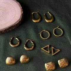 Silversutra Everyday Earring Stack | 18K Gold Plated | Hypollergenic | Anti Tarnish