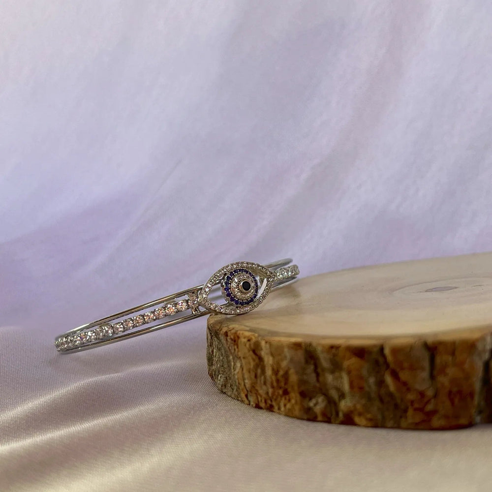Silversutra Evil Eye Flexi Kada | Silver Finish | Hypollergenic | Anti Tarnish