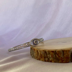 Silversutra Evil Eye Flexi Kada | Silver Finish | Hypollergenic | Anti Tarnish