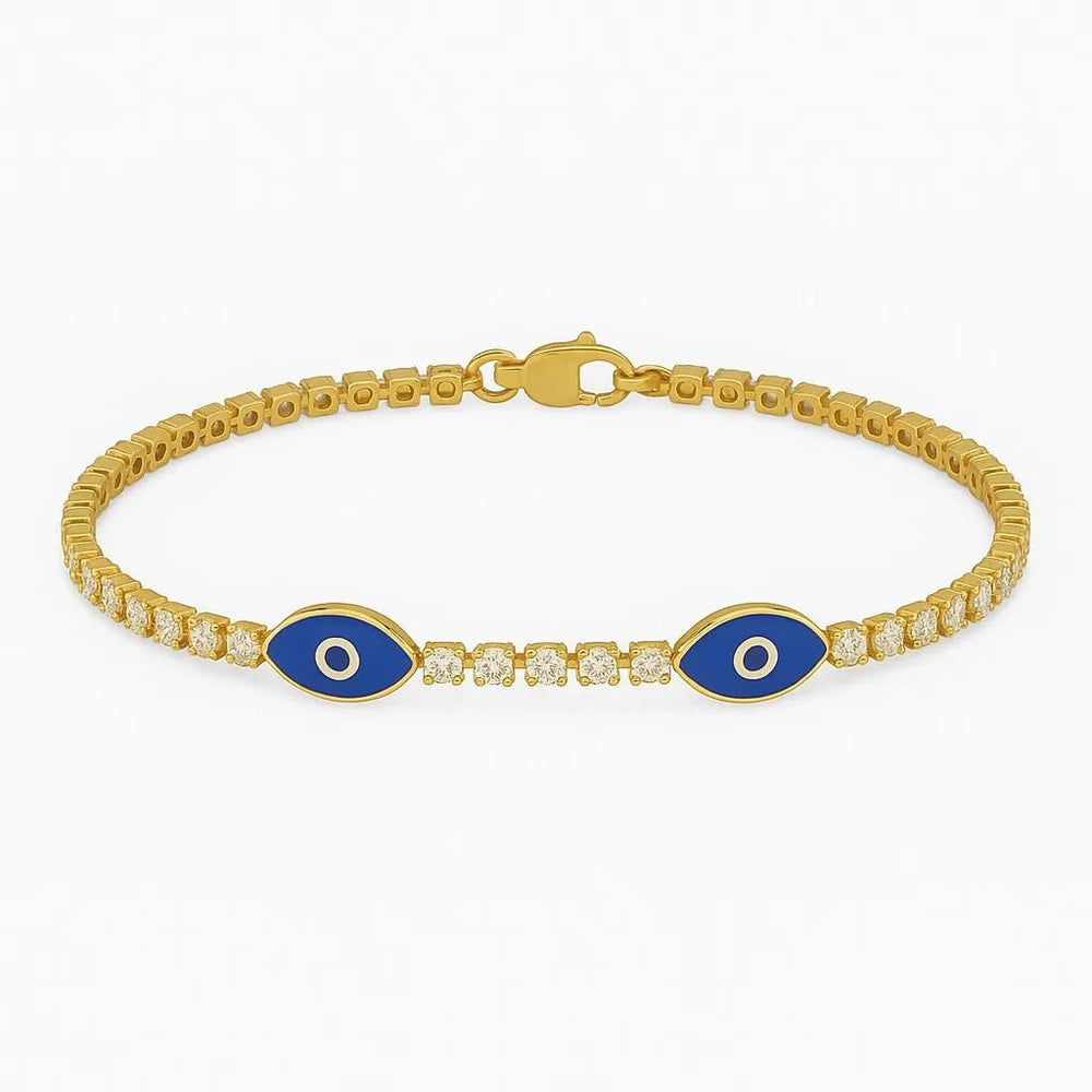 Silversutra Evil Eye Tennis Bracelet For Her | 18K Gold Plated | Hypollergenic | Anti Tarnish