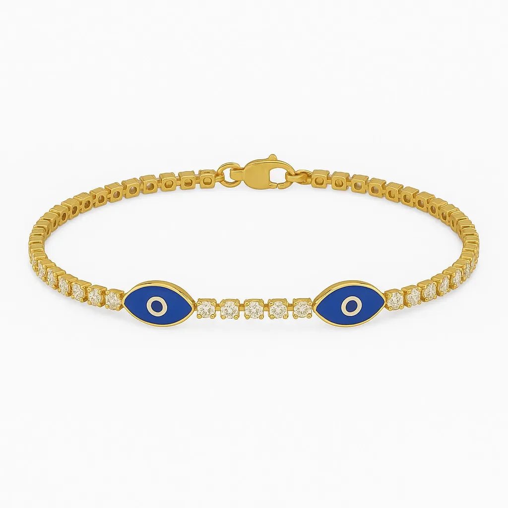 Silversutra Evil Eye Tennis Bracelet For Her | 18K Gold Plated | Hypollergenic | Anti Tarnish - Suspire