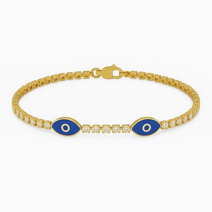 Silversutra Evil Eye Tennis Bracelet For Her | 18K Gold Plated | Hypollergenic | Anti Tarnish - Suspire