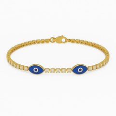 Silversutra Evil Eye Tennis Bracelet For Her | 18K Gold Plated | Hypollergenic | Anti Tarnish