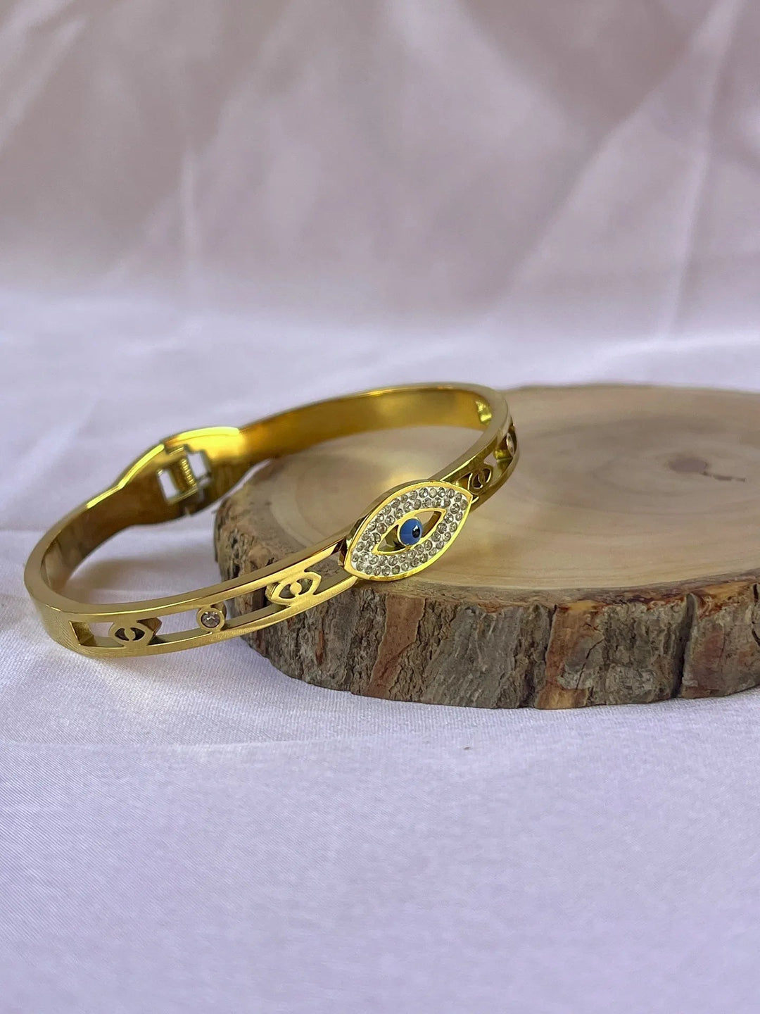 Silversutra Evil Eye Zirconia Kada | 18K Gold Plated | Hypollergenic | Anti Tarnish - Suspire
