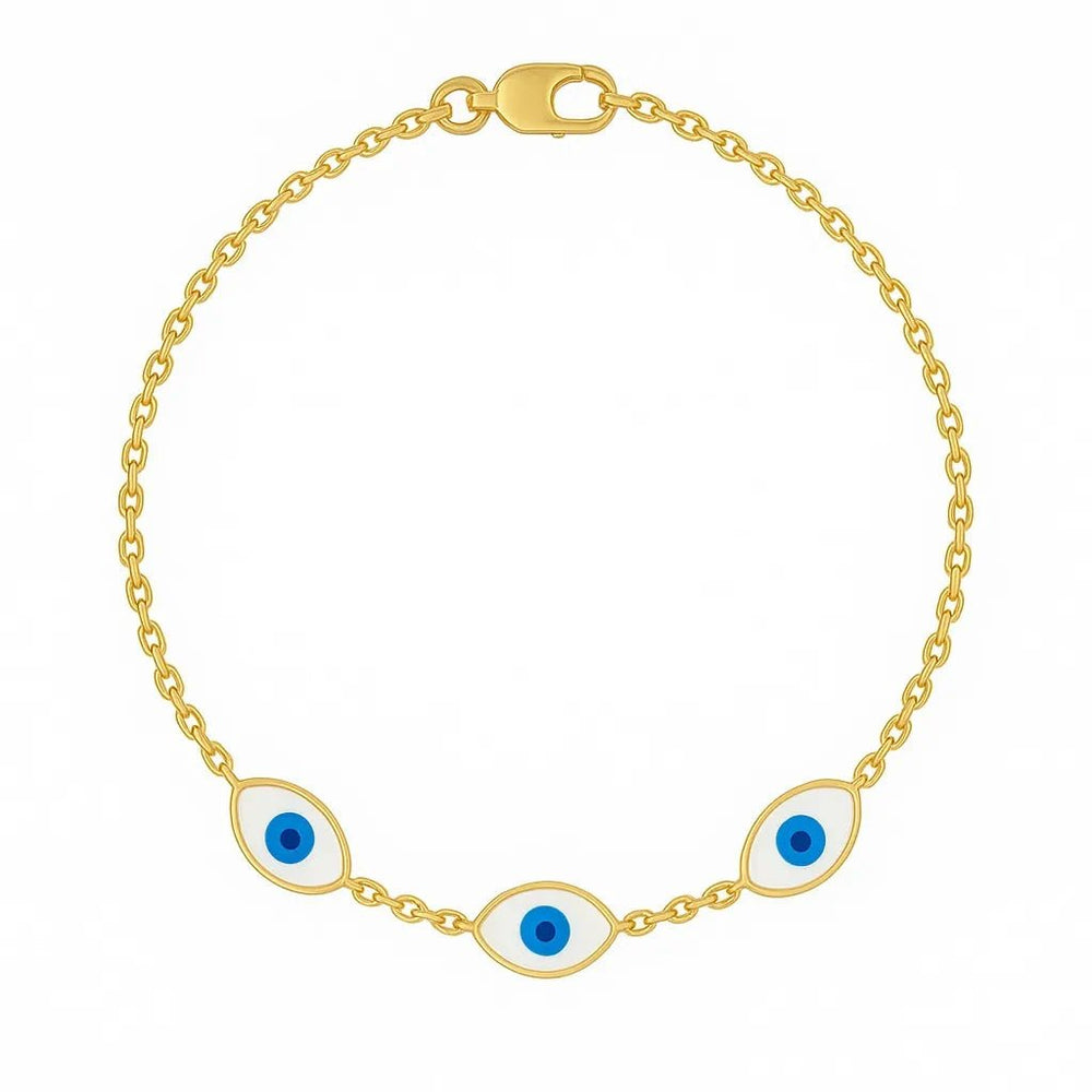 Silversutra Minial Evil Eye Bracelet For Her | 18K Gold Plated | Hypollergenic | Anti Tarnish