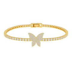 Silversutra Minimal Cubic Zircoania Tennis Butterfly Bracelet For Her | 18K Gold Plated | Hypollergenic | Anti Tarnish