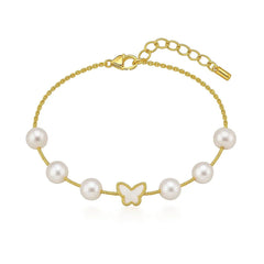 Silversutra Minimal Pearl Butterfly Bracelet For Women | 18K Gold Plated | Hypollergenic | Anti Tarnish