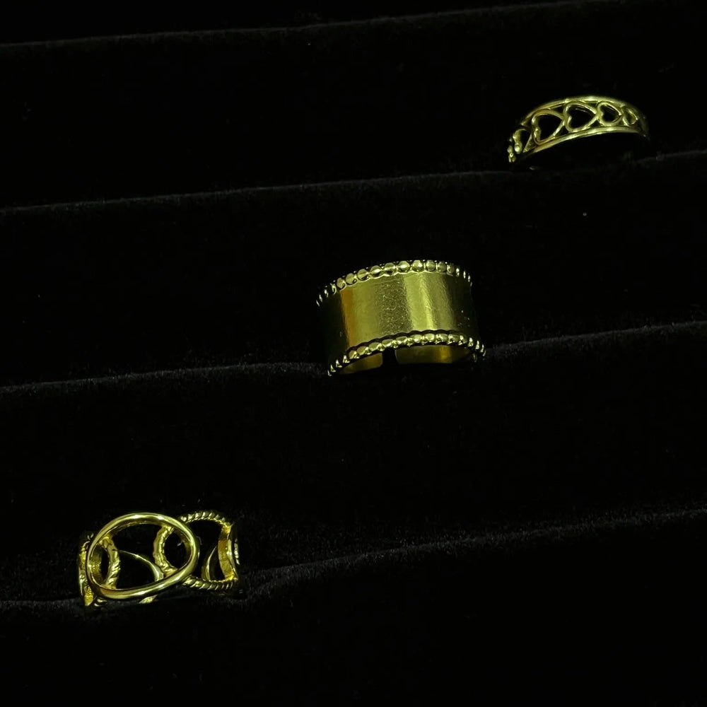 Silversutra Minimal Ring Stack | Flexible | 18K Gold Plated | Hypollergenic | Anti Tarnish