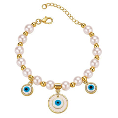 Silversutra Peral Evil Eye Bracelet | 18K Gold Plated | Hypollergenic | Anti Tarnish