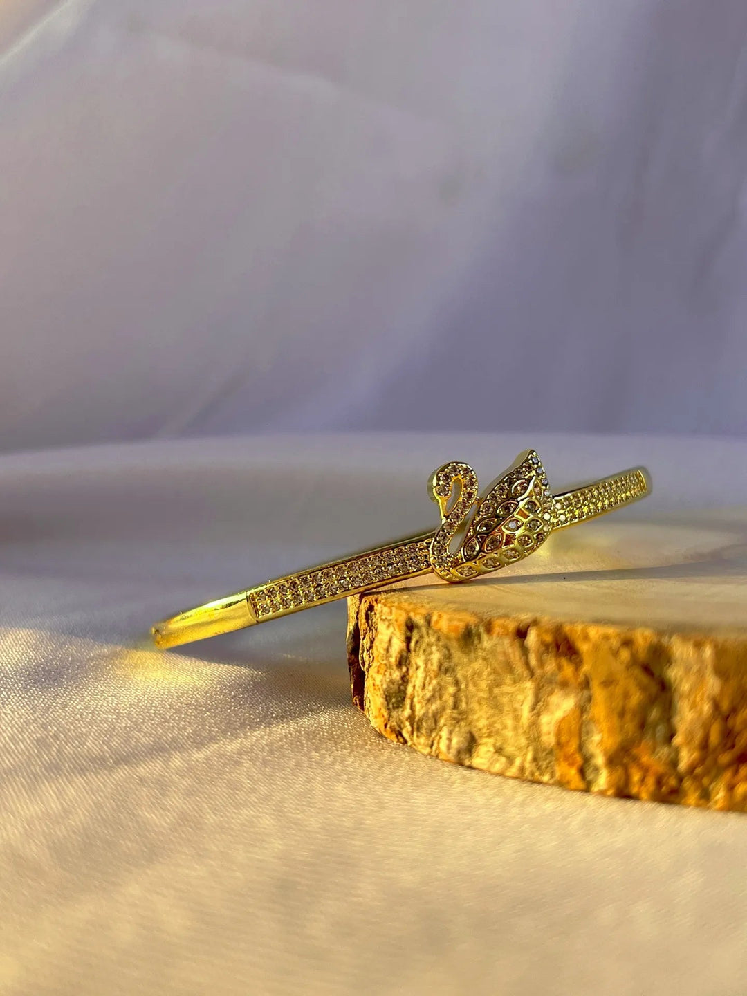 Silversutra Swan Cubic Zirconia Kada For Her | 18K Gold Plated | Hypollergenic | Anti Tarnish - Suspire