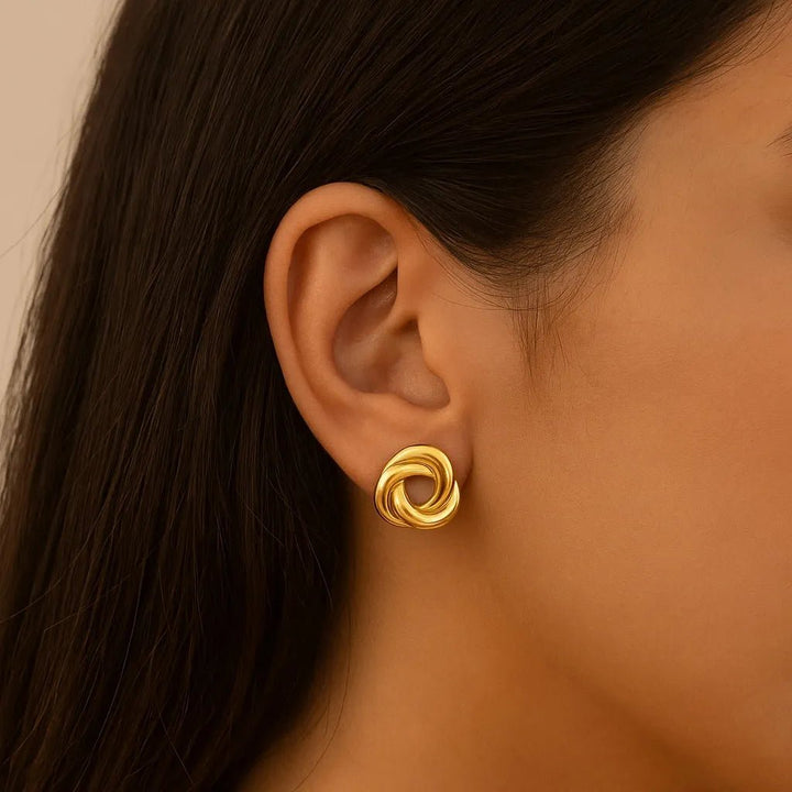 Silversutra Twisted Traingle Studs | 18K Gold Plated | Hypollergenic | Anti Tarnish - Suspire