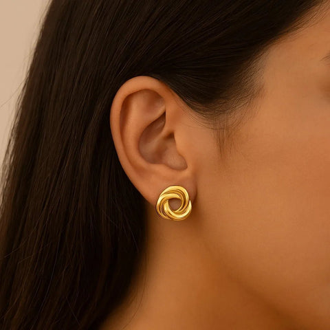 Silversutra Twisted Traingle Studs | 18K Gold Plated | Hypollergenic | Anti Tarnish
