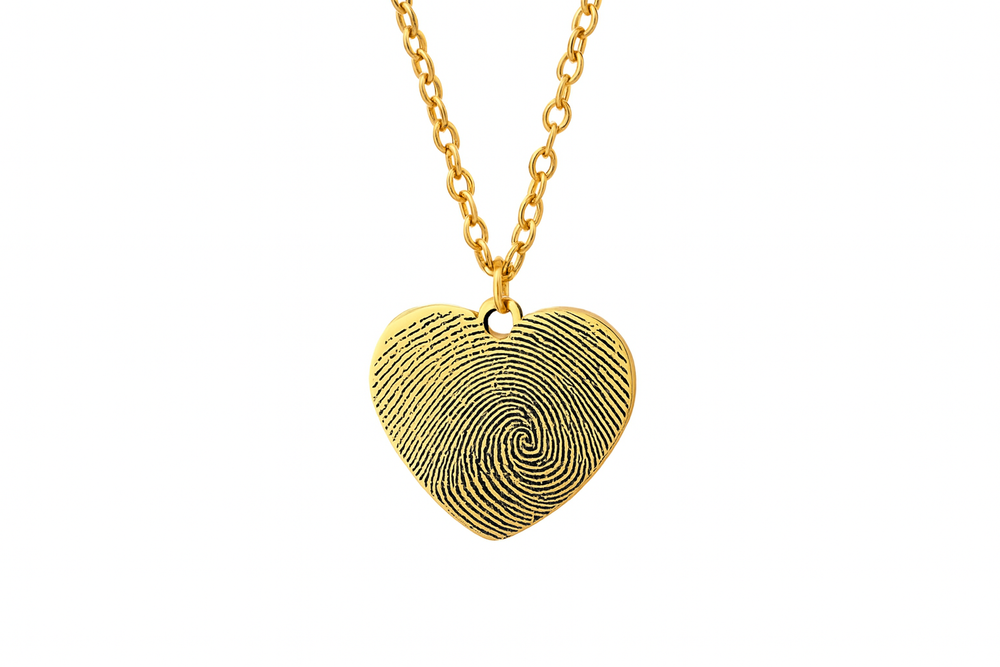 SILVERSUTRA Personalised Fingerprint Heart Necklace For Her | Engrave your and partner’s fingerprint