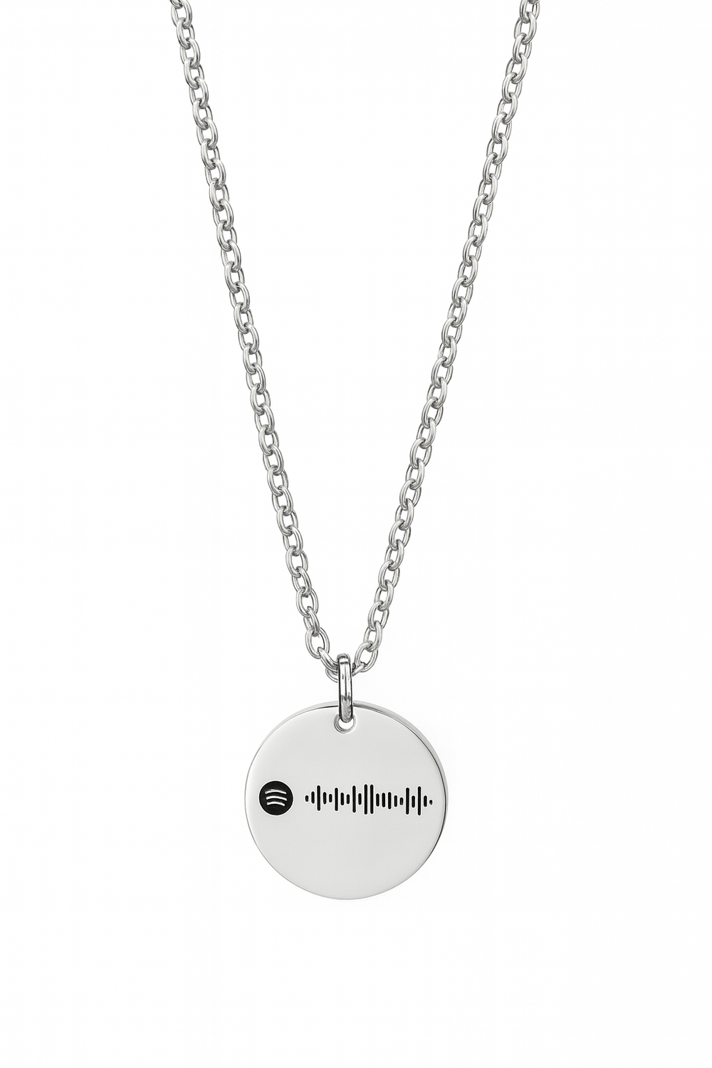 SILVERSUTRA Personalised Round Spotify Necklace