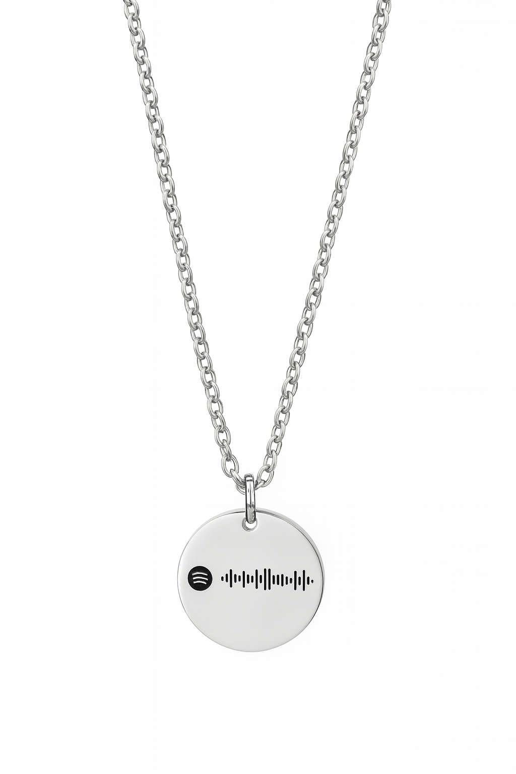 SILVERSUTRA Personalised Round Spotify Necklace